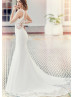 Ivory Lace Satin Open Back Graceful Wedding Dress Ivory Lace Satin Open Back Graceful Wedding Dress